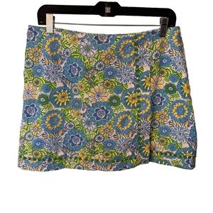 Lilly Pulitzer Women’s Floral Skort With embroidered Trim Side Zip Size 8